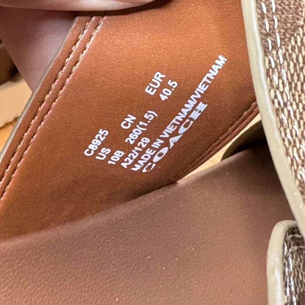 Coach Gwen Signature Sandal Sz 10 Platform Slides Khaki/ Saddle NWOB - Picture 7 of 8